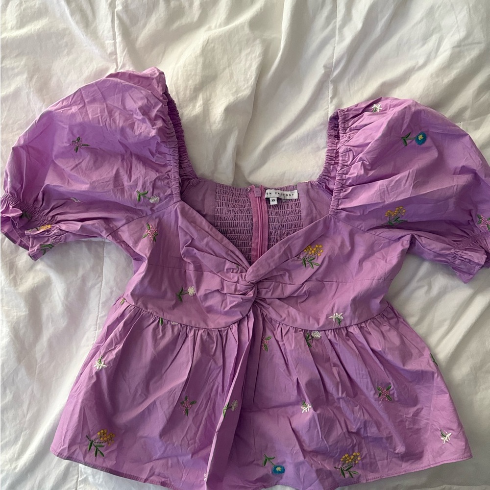 English Factory Purple Floral Blouse